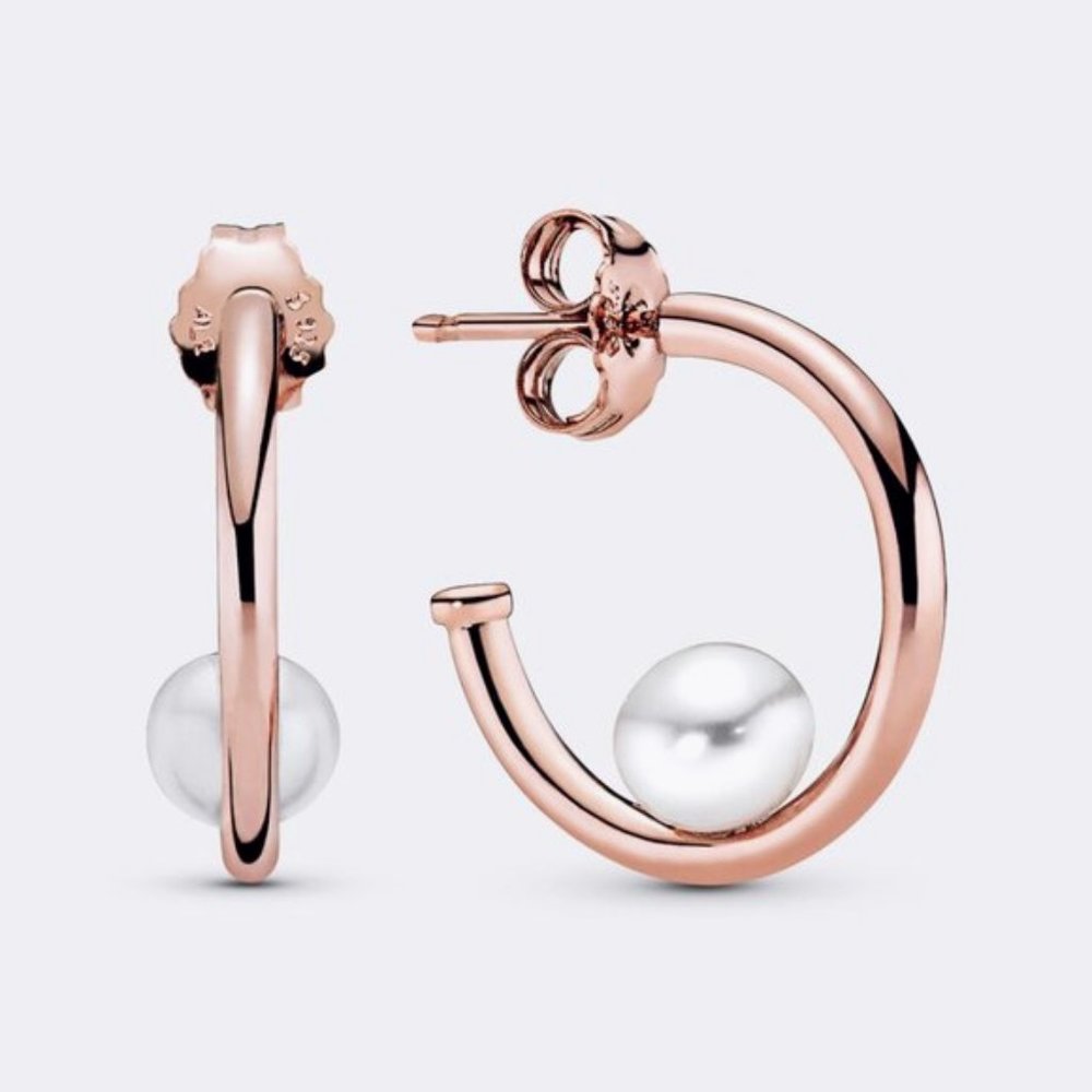 Pandora Freshwater Cultured Pearl Hoop Earrings